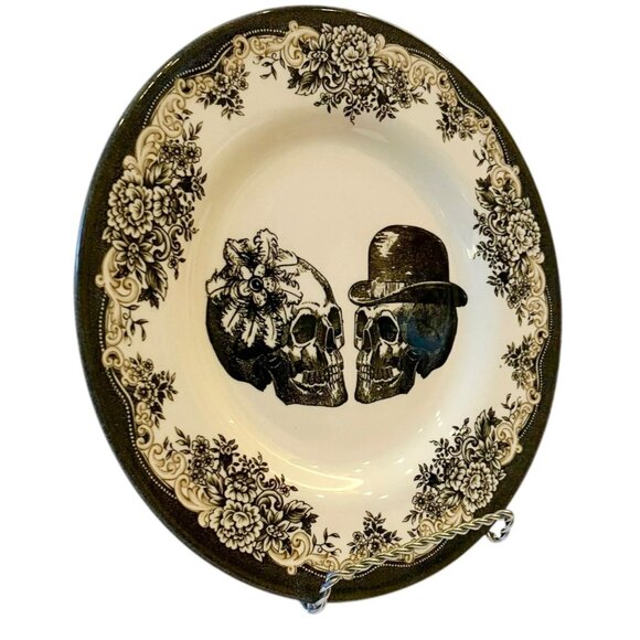 NEW Royal Stafford Party King Skulls Gothic Ceramic Serving, Salad Plate-ENGLAND - Picture 2 of 12